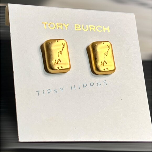 Tory Burch Gold Stud Earrings - Unique Fun And Stylish Jewelry - Picture 4 of 6